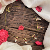 Vriksham Premium 5 Round & Leaf Pendant Invisible Chain-Red-G20612